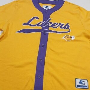 Starter Lakers Yellow Button-Up Shirt, large size, new with tags